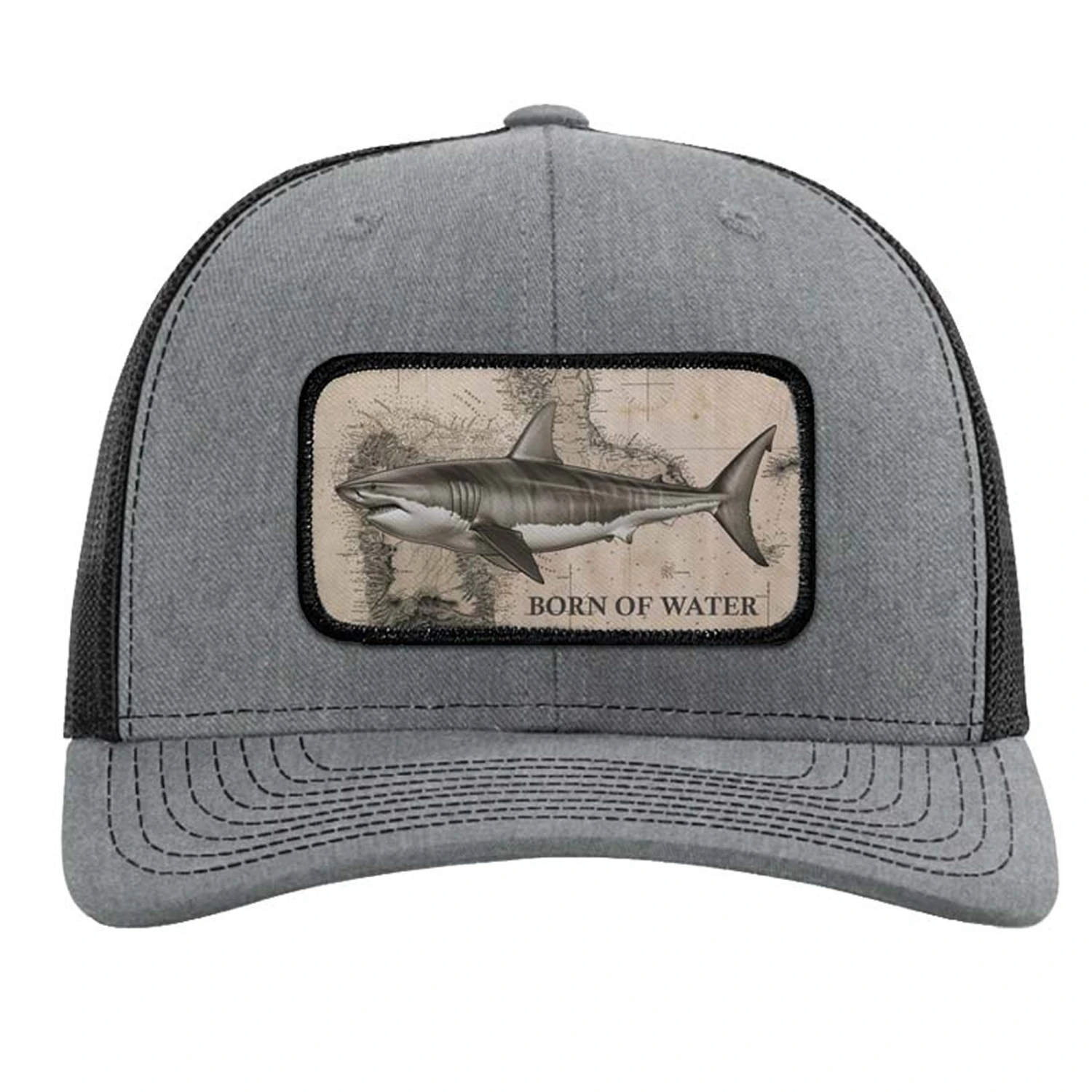 Born Of Water Great White Shark Patch Trucker Hat 1 Born Of Water Great White Shark Patch Trucker Hat