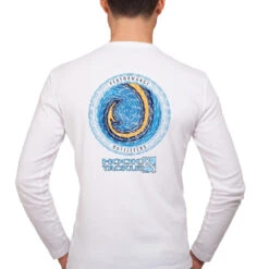 Hook & Tackle Hooked Long Sleeve Performance Shirt (Men's) -Aqua Dive Shop Hook Tackle MENS SAIL FISHING on model 18987.1684505187
