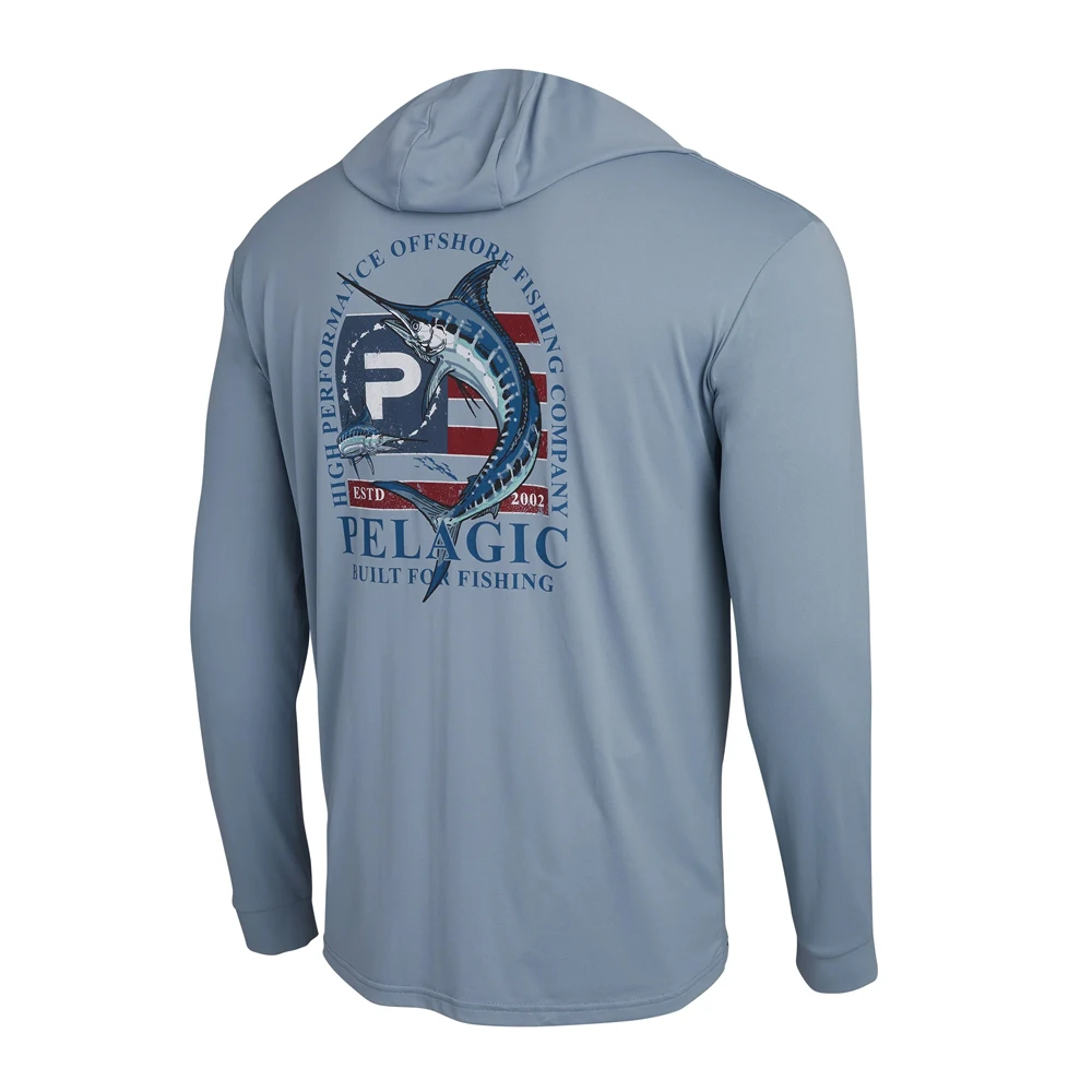 Pelagic Aquatek Patriot Hooded Long Sleeve Performance Fishing Shirt (Men's) 1 Pelagic Aquatek Patriot Hooded Long Sleeve Performance Fishing Shirt (Men's)