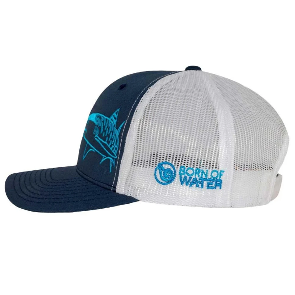 Born Of Water Tiger Shark Trucker Hat - Navy/White 2 Born Of Water Tiger Shark Trucker Hat - Navy/White - Image 2