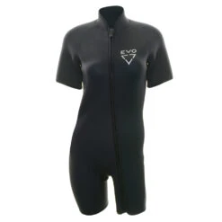 EVO 3mm Shorty Wetsuit, Front Zip (Unisex) -Aqua Dive Shop evo 3mm shorty wetsuit front zip female front 72796.1629842808