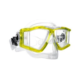 EVO Hammerhead+ Mask With Purge, Wraparound Lens -Aqua Dive Shop evo hammerhead mask yellow clear 1 angle 99161.1692913812