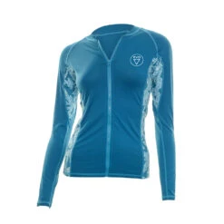 EVO Santosha Rashguard (Women's) -Aqua Dive Shop evo women s santosha rashguard blue front 64413.1629912399