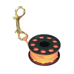None Scuba Diving Finger Reel With Brass Clip - Orange 100ft