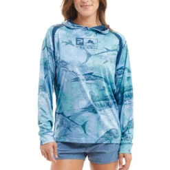Pelagic Vaportek Open Seas Hooded Performance Shirt (Women's) -Aqua Dive Shop pelagic vaportek hooded blue womens 1 79152.1683211940