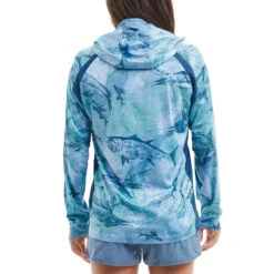 Pelagic Vaportek Open Seas Hooded Performance Shirt (Women's) -Aqua Dive Shop pelagic vaportek hooded blue womens 2 30002.1683211940